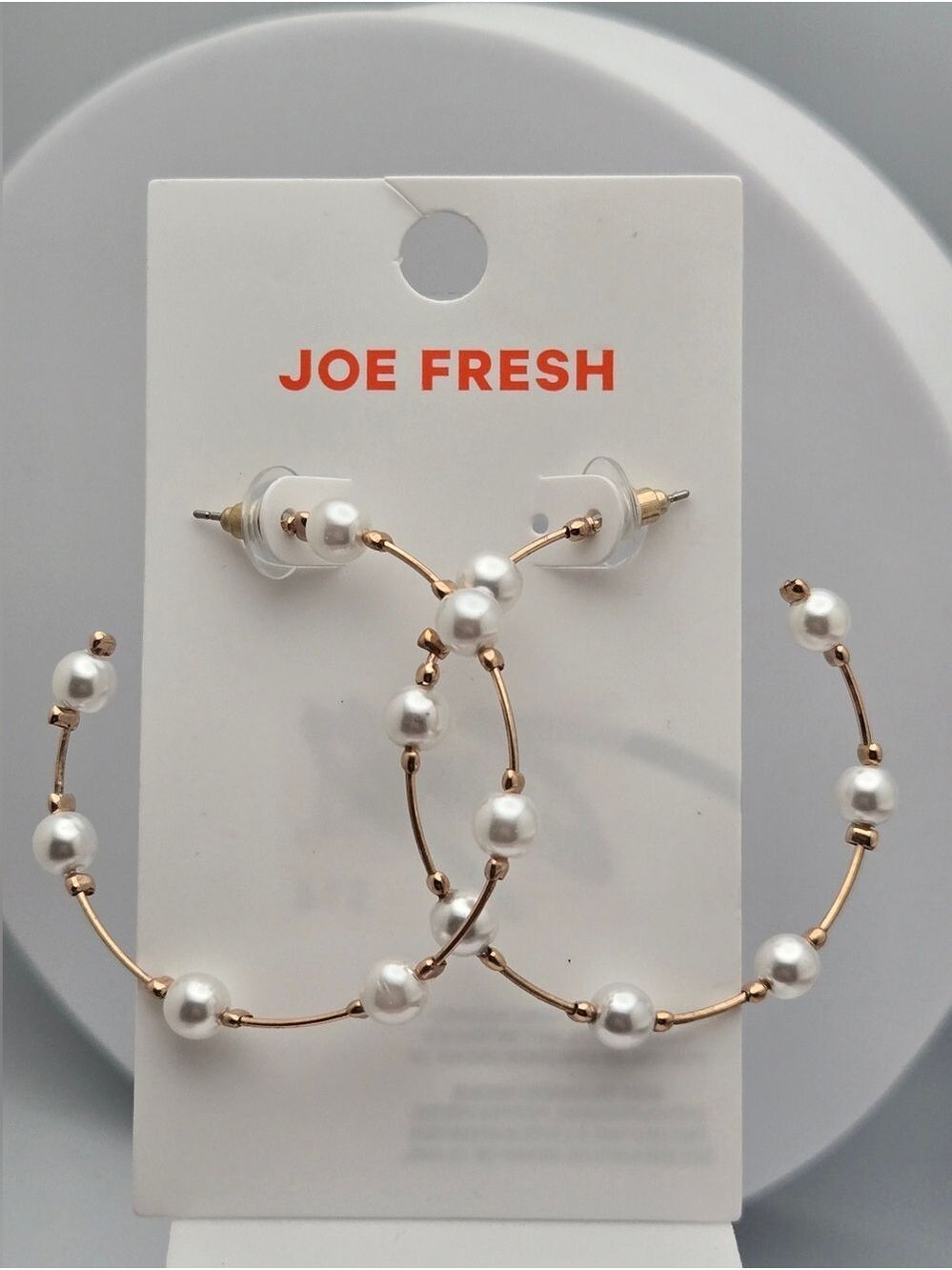 ✨2/$10✨ Faux Pearl Hoop Earrings 2" Chic Statement New Gold Tone